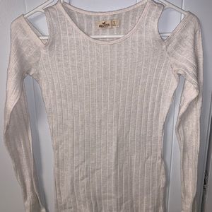 Hollister White Shoulder Cut Out Top